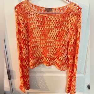 Buckle Orange and Cream Crochet Top